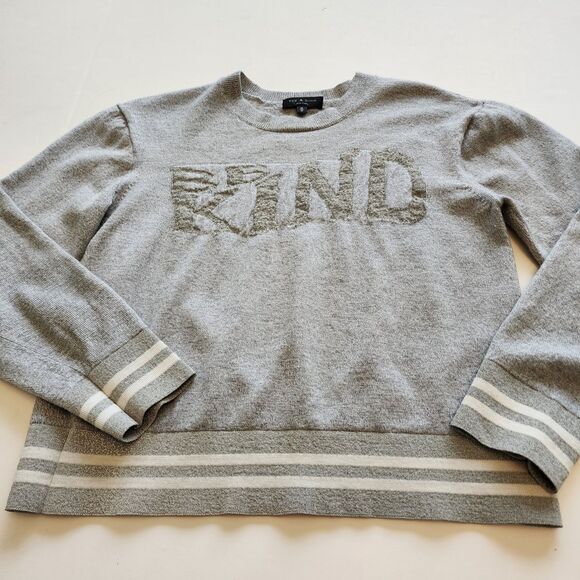 Rag & Bone Grey Reflective Be Kind Cropped Sweatshirt Size M - Picture 9 of 11